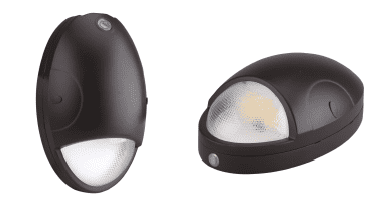 Two black oval LED wall lights.